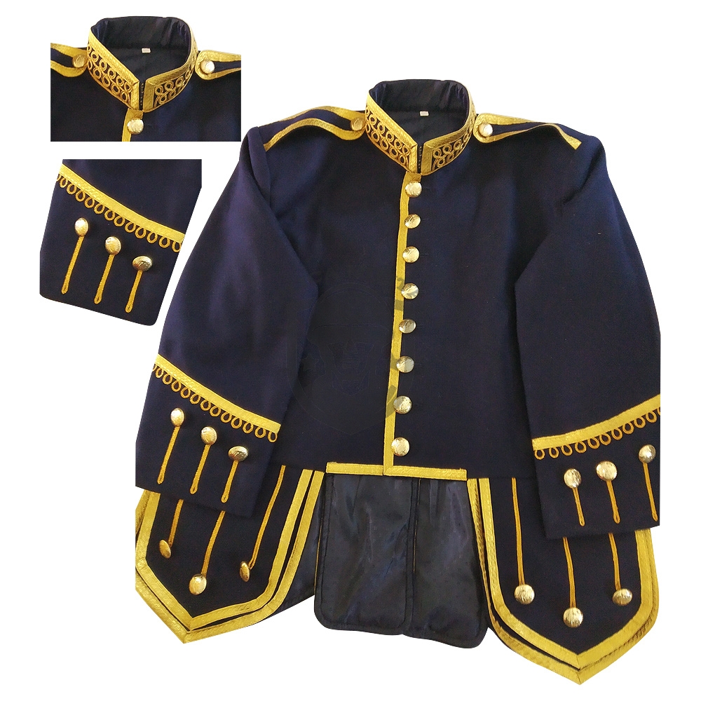 (REPRODUCTION) Black wool Pipe Band Doublet 1 (REPRODUCTION) Black wool Pipe Band Doublet