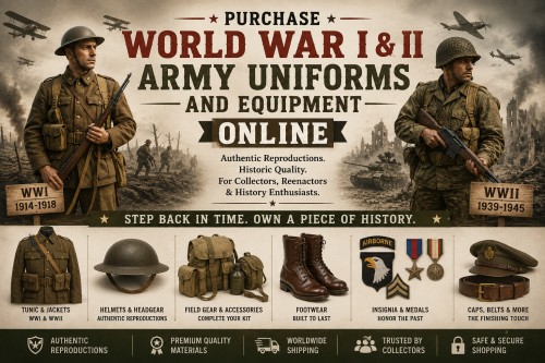 Purchase World War I & II Army Uniforms and Equipment Online