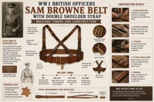 WW1 British Officers Sam Browne Belt with Double Shoulder Strap: Military Timing and Construction