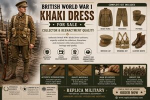British World War 1 Khaki Dress For Sale – Collector And Reenactment Quality