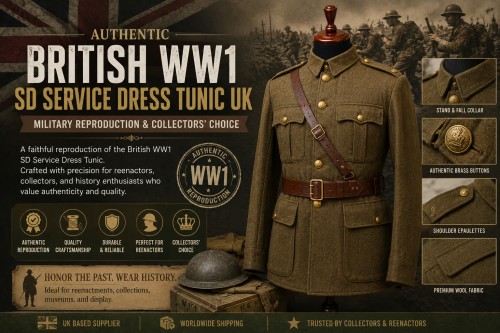 Authentic British WW1 SD Service Dress Tunic UK - Military Reproduction & Collectors' Choice