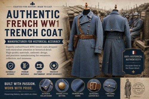 Authentic French WW1 Trench Coat Manufacturer for Historical Accuracy