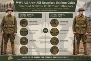 WW1 US Army AEF Doughboy Uniform Guide: Olive Drab M1912 vs. M1917 Tunic Differences